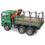 Bruder camion lemne MAN TGA cu macara de incarcare si 3 busteni